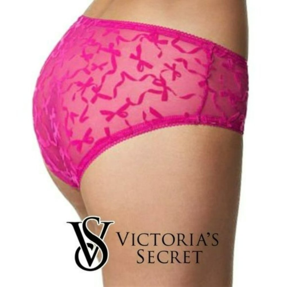 NWT Victoria's Secret Plus Bow Mesh Lace Hiphugger Panties